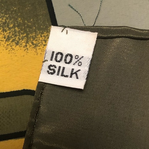 Picasso Design 100% Silk Scarf - Gold Green/Grey Black Geometric Abstract Modern - Picture 7 of 8